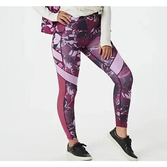 New Balance x Isaac Mizrahi Live! Printed Leggings PINK RUBY Size Small - Picture 1 of 1